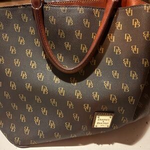 Dooney & Bourke Brown and Gold Logo Tote